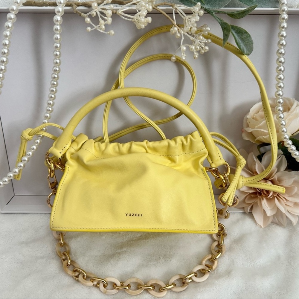 Yuzefi Lemon Yellow Mini Bom Crossbody Top Handle Bag